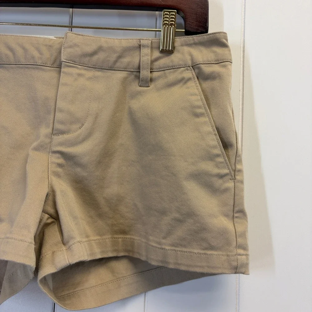 Volcom Y2K Micro Mini Chino Shorts Women Size 27 Khaki Skater Summer Minimalist - Picture 7 of 9